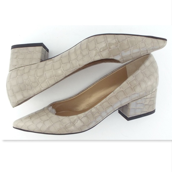 New STUART WEITZMAN Alligator Block Heel Pumps 6 - Picture 5 of 8